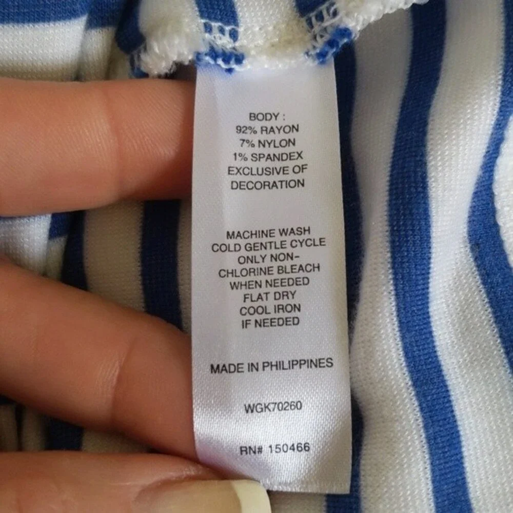 Market & Spruce (Stitch Fix) cute blue & white striped dress, lace detail M